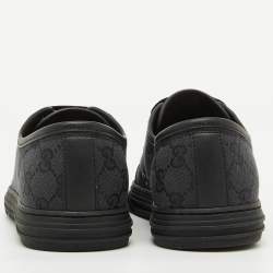 Gucci Black GG Canvas and Leather Low Top Sneakers Size 40.5