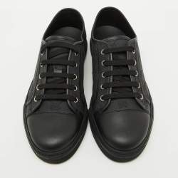 Gucci Black GG Canvas and Leather Low Top Sneakers Size 40.5