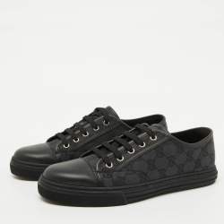 Gucci Black GG Canvas and Leather Low Top Sneakers Size 40.5
