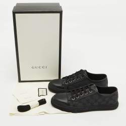 Gucci Black GG Canvas and Leather Low Top Sneakers Size 40.5