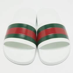 Gucci White Rubber Pursuit 72 Pool Slides Size 45