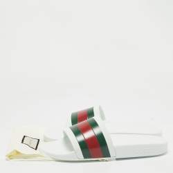 Gucci White Rubber Pursuit 72 Pool Slides Size 45