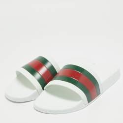 Gucci White Rubber Pursuit 72 Pool Slides Size 45