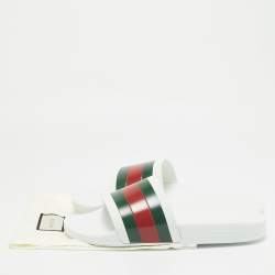 Gucci White Rubber Pursuit 72 Pool Slides Size 44