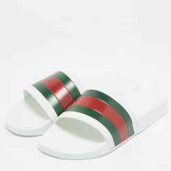 Gucci White Rubber Pursuit 72 Pool Slides Size 44