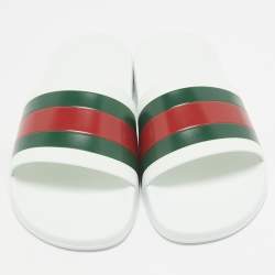 Gucci White Rubber Pursuit 72 Pool Slides Size 44
