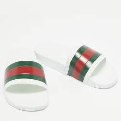 Gucci White Rubber Pursuit 72 Pool Slides Size 44