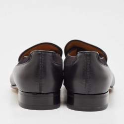 Pre Owned Gucci Black Leather and Suede Slip On Loafers Size 42