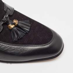 Pre Owned Gucci Black Leather and Suede Slip On Loafers Size 42