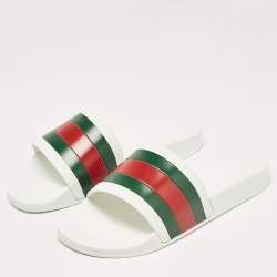 Gucci White Rubber Pursuit 72 Pool Slides Size 42