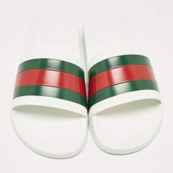 Gucci White Rubber Pursuit 72 Pool Slides Size 42