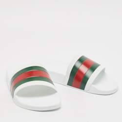 Gucci White Rubber Pursuit 72 Pool Slides Size 41