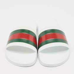 Gucci White Rubber Pursuit 72 Pool Slides Size 41