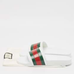 Gucci White Rubber Pursuit 72 Pool Slides Size 41