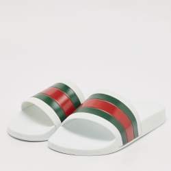 Gucci White Rubber Pursuit 72 Pool Slides Size 41