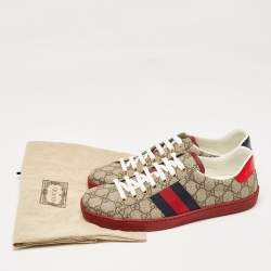 Gucci Beige/Brown GG Supreme Canvas Ace Sneakers Size 42.5