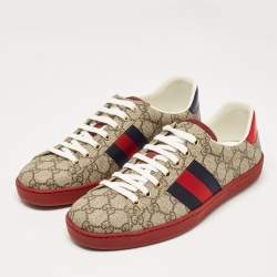 Gucci Beige/Brown GG Supreme Canvas Ace Sneakers Size 42.5