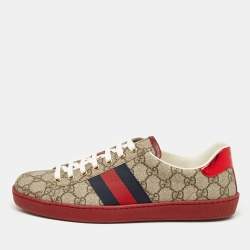 Gucci Beige/Brown GG Supreme Canvas Ace Sneakers Size 42.5