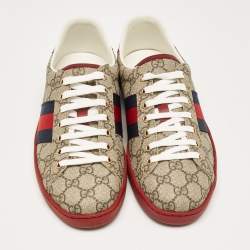 Gucci Beige/Brown GG Supreme Canvas Ace Sneakers Size 42.5