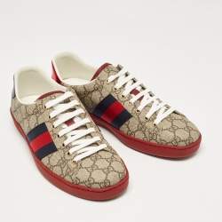 Gucci Beige/Brown GG Supreme Canvas Ace Sneakers Size 42.5