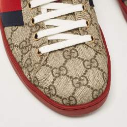 Gucci Beige/Brown GG Supreme Canvas Ace Sneakers Size 42.5