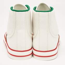 Gucci White Leather Tennis 1977 High Top Sneakers Size 40.5