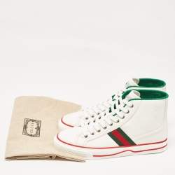 Gucci White Leather Tennis 1977 High Top Sneakers Size 40.5