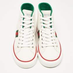 Gucci White Leather Tennis 1977 High Top Sneakers Size 40.5