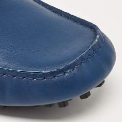 Gucci Blue Leather Interlocking G Loafers Size 43.5