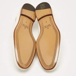 Gucci Off White Canvas Jordaan Loafers Size 43