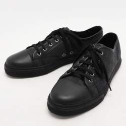 Gucci Black Canvas and Leather Trainers Low Top Sneakers Size 43.5