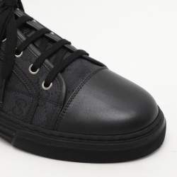Gucci Black Canvas and Leather Trainers Low Top Sneakers Size 43.5