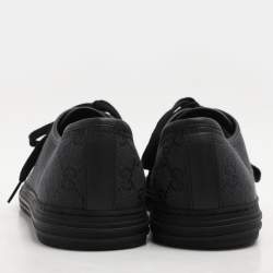 Gucci Black Canvas and Leather Trainers Low Top Sneakers Size 43.5