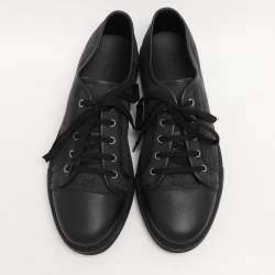 Gucci Black Canvas and Leather Trainers Low Top Sneakers Size 43.5
