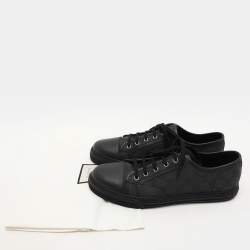Gucci Black Canvas and Leather Trainers Low Top Sneakers Size 43.5