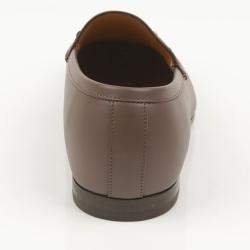 Gucci Brown Leather Logo Loafers Size 8