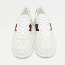 Gucci White Leather Web Chunky  Lace Up Sneakers Size 46