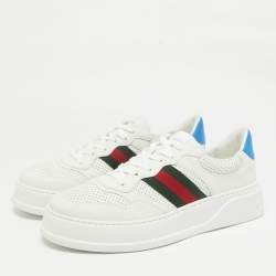 Gucci White Leather Web Chunky  Lace Up Sneakers Size 46