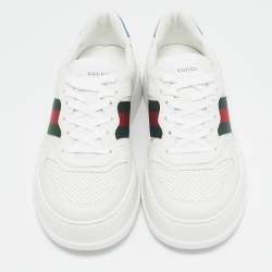 Pre Owned Gucci White Leather Web Chunky B Sneakers Size 42