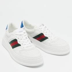 Pre Owned Gucci White Leather Web Chunky B Sneakers Size 42