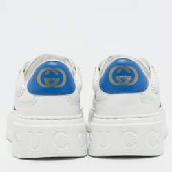 Pre Owned Gucci White Leather Web Chunky B Sneakers Size 42