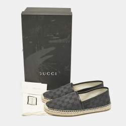 Gucci Black/Blue GG Canvas and Leather Espadrille Flats Size 42