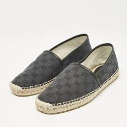 Gucci Black/Blue GG Canvas and Leather Espadrille Flats Size 42