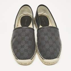 Gucci Black/Blue GG Canvas and Leather Espadrille Flats Size 42