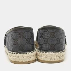 Gucci Black/Blue GG Canvas and Leather Espadrille Flats Size 42