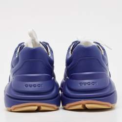 Gucci Blue Leather NY Yankees Rhyton Sneakers Size 41.5