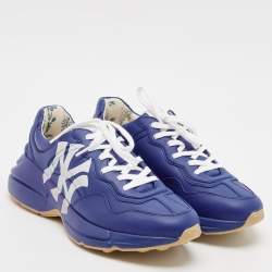 Gucci Blue Leather NY Yankees Rhyton Sneakers Size 41.5