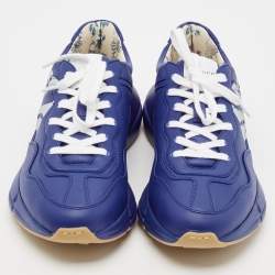 Gucci Blue Leather NY Yankees Rhyton Sneakers Size 41.5