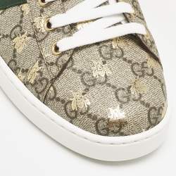 Gucci Beige/Brown GG Supreme Canvas Bee Ace Sneakers Size 43.5