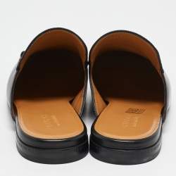 Pre Owned Gucci Black Leather Princetown Flat Mules Size 45